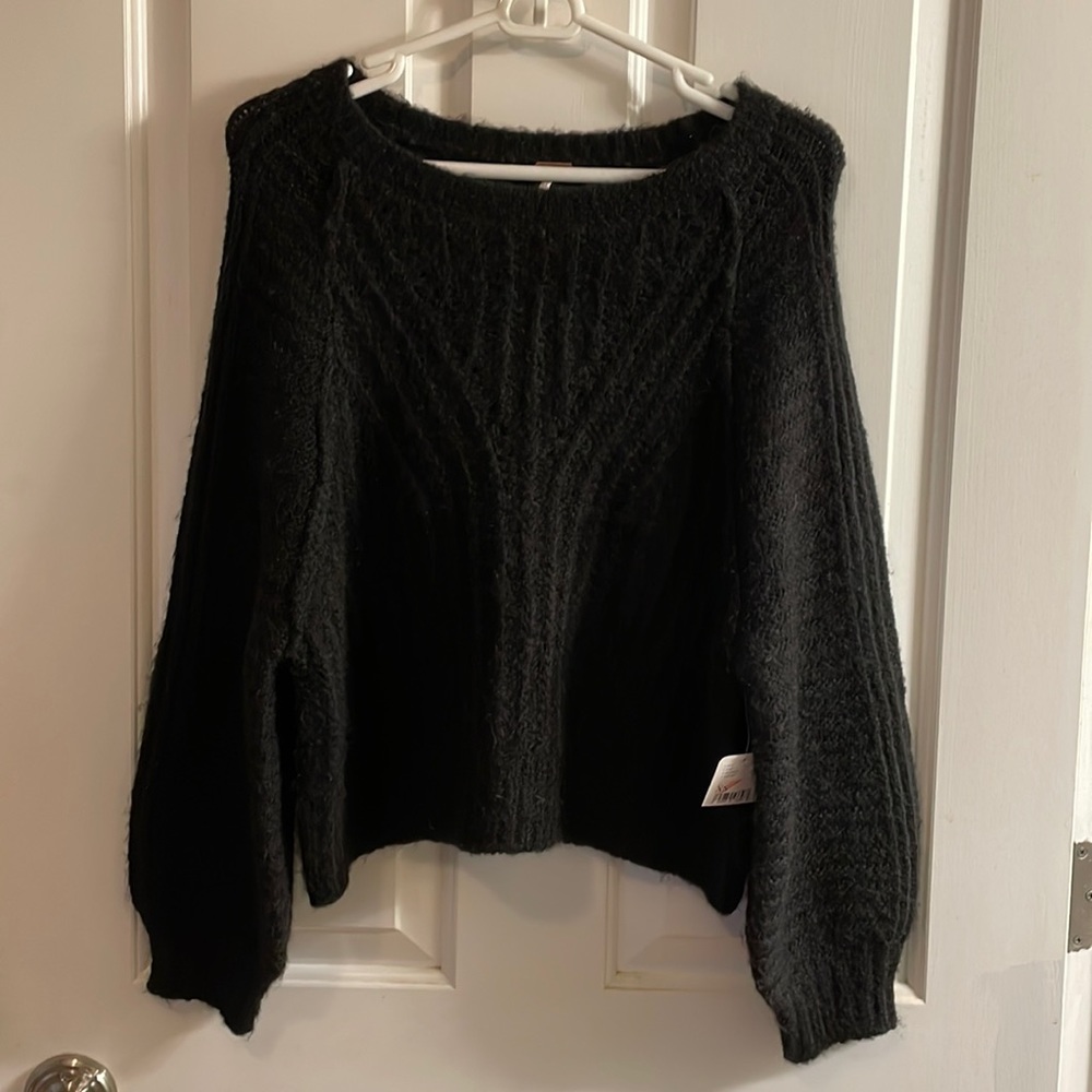 Fuzzy Black Free People Sweater NWT